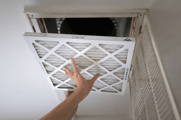 HVAC air filters showing clean versus dirty comparison